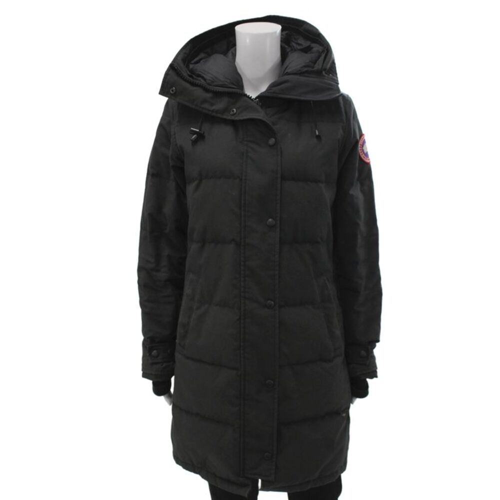 Canada Goose Womens Parka Black Long Sleeve Snap Winter Size S